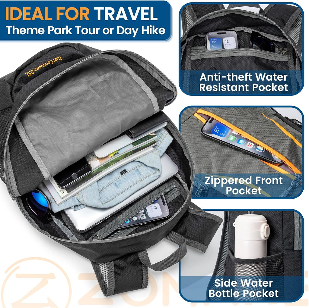 ZOMAKE Lightweight Packable Backpack 25L, Foldable Hiking Daypack