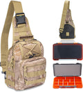 Waterproof Fishing Backpack with 2 Tackle Boxes, 2-Way Carry Design & Durable Material,Black, Khaki, Camo (Khaki with Two Tackle Boxes)