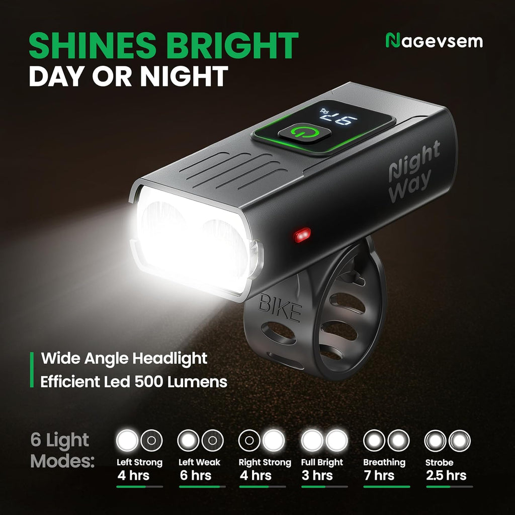 Bike Lights Front and Back for Night Riding, Rechargeable Bicycle Light Set