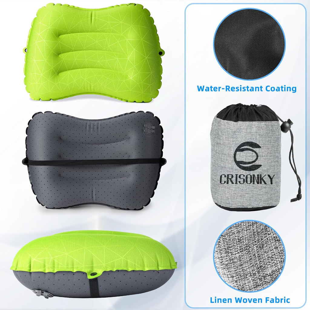 Crisonky Camping Pillow,Ultralight Inflatable Travel Pillow for Backpacking