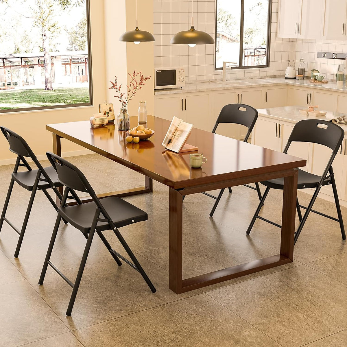 Bonnlo 10-Pack Black Plastic Folding Chairs, Portable Seat with Sturdy Steel Frame for Indoor &amp; Outdoor Use, Perfect for Banquet, Party, Wedding, Office, and Camping