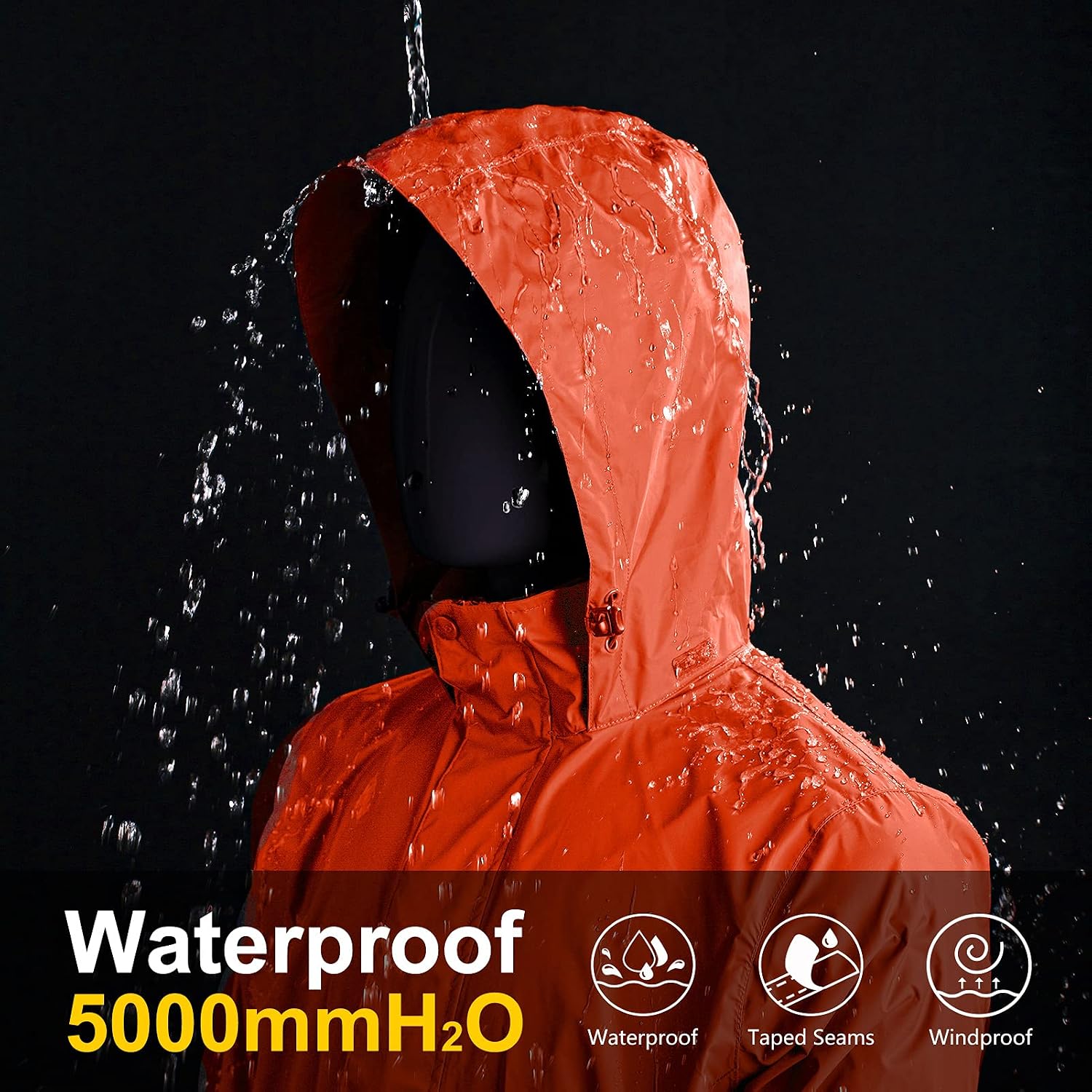 33,000ft Men's Packable Rain Jacket Lightweight Waterproof Golf Raincoat