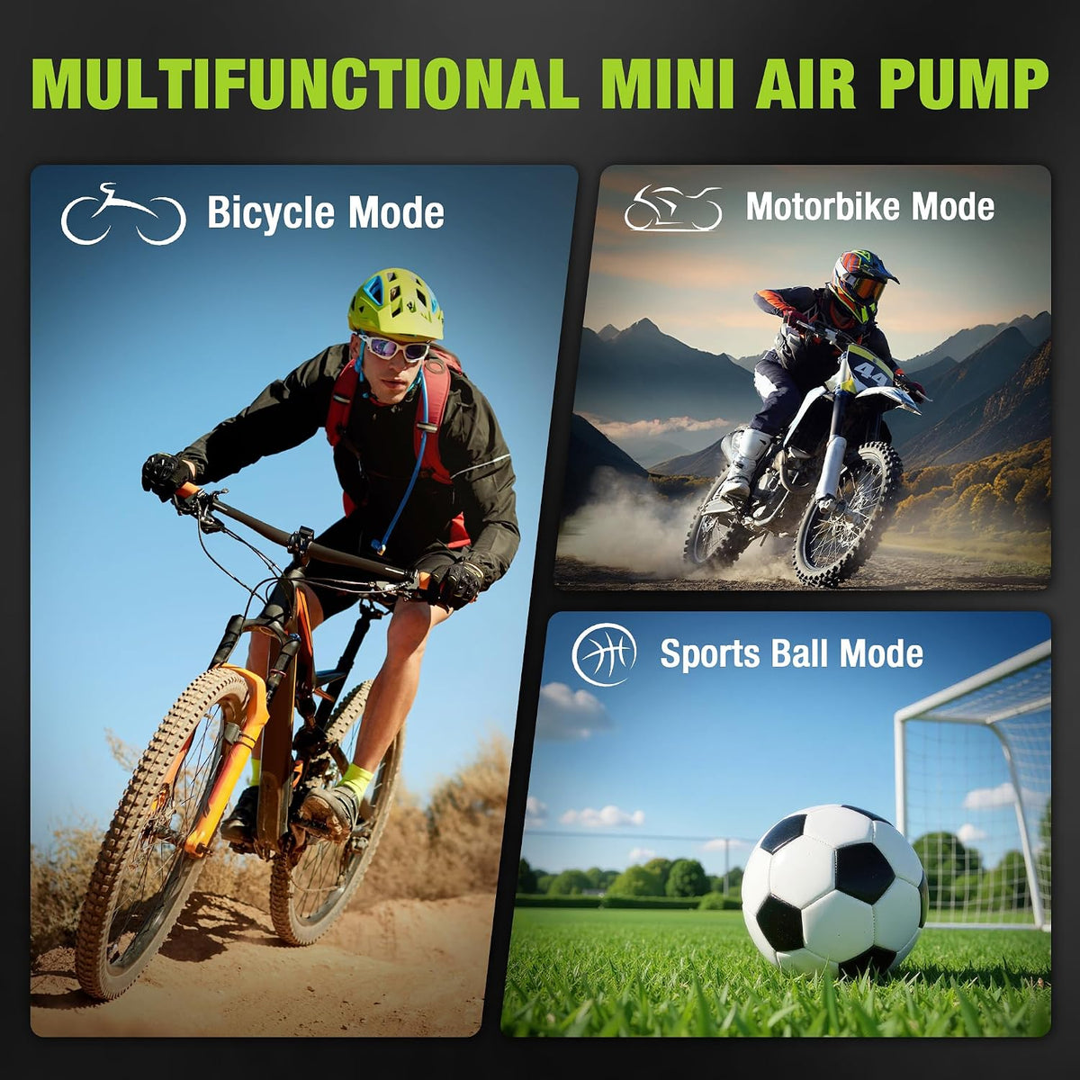 WORKPRO Mini Electric Bike Pump, 140 PSI Portable Tire Inflator