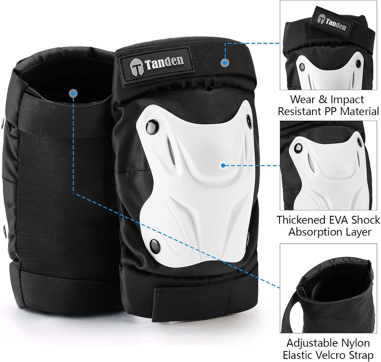 Tanden Skating Protective Gear Knee and Elbow Pads Wrist Guards for Roller Skating Skateboarding, Skate Pads Adult Knee Pads