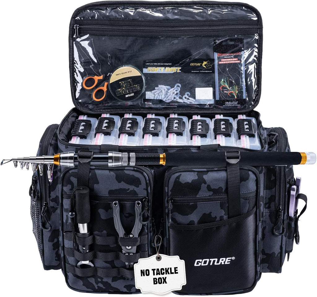 Goture Large Tackle Bag, Water Resistant Saltwater Gear Storage