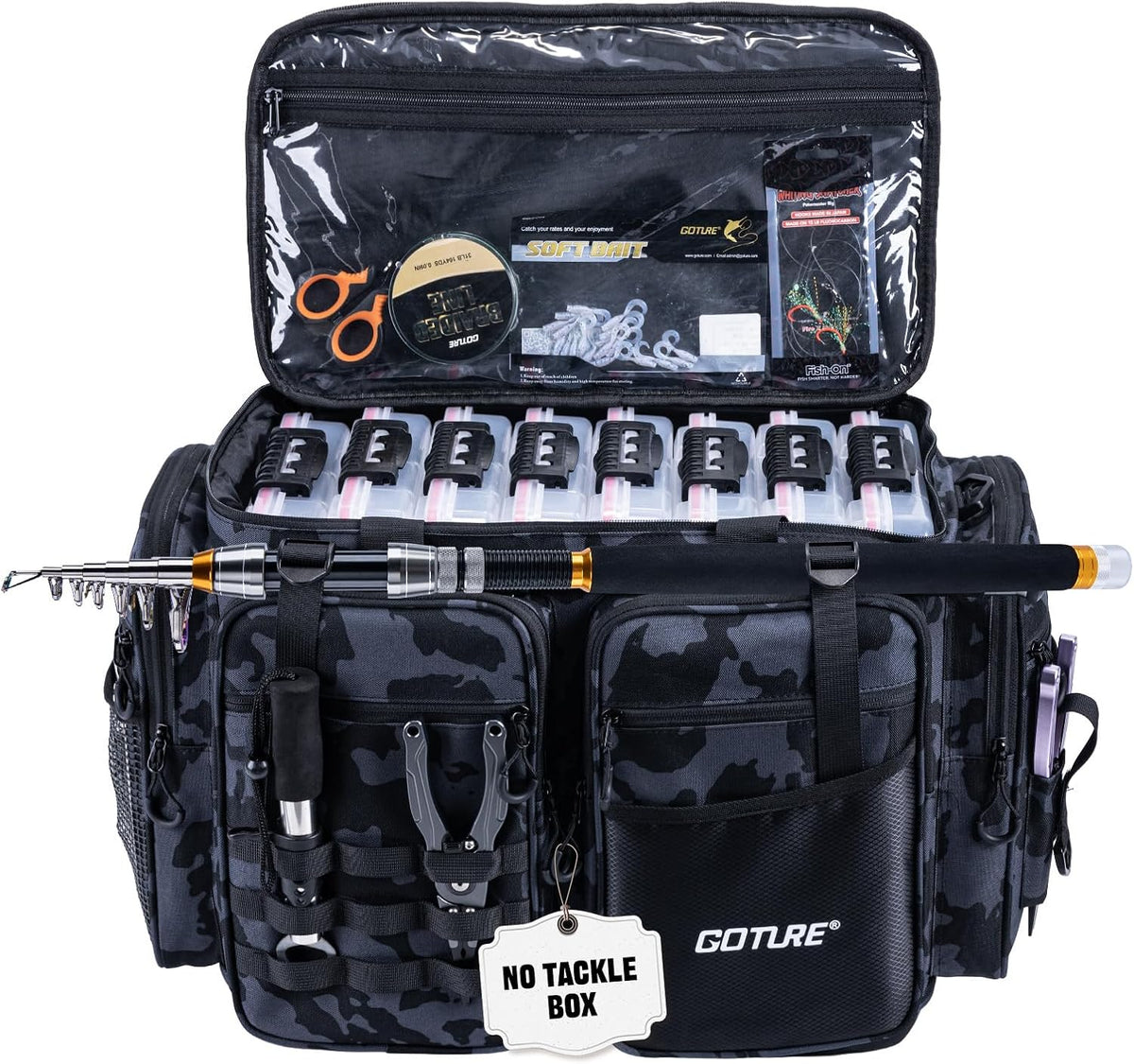 Goture Large Tackle Bag, Water Resistant Saltwater Gear Storage