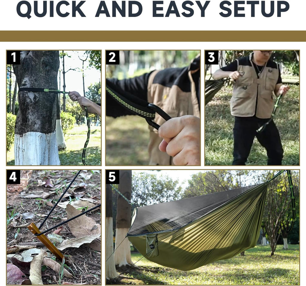 Camping Hammock with Mosquito Net and Ridge Rope, 2 Person Extra Large