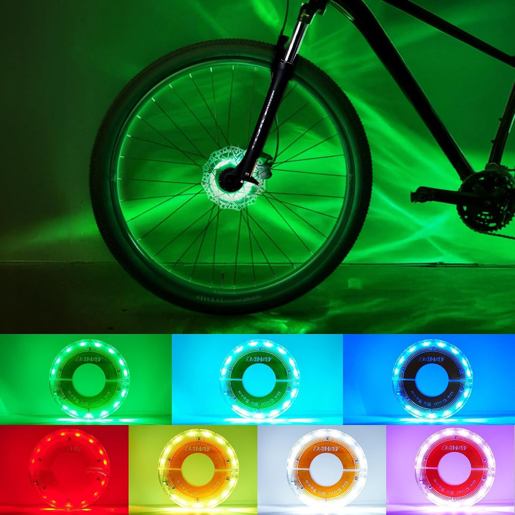 DAWAY Rechargeable Bike Wheel Lights - A16 Cool Led Bicycle Tire Lights, Safety Kids Adults Bike Hub Accessories for Boys Girls Men Women, Waterproof Bright Spoke Lights, Gifts for Cycling Disco Party