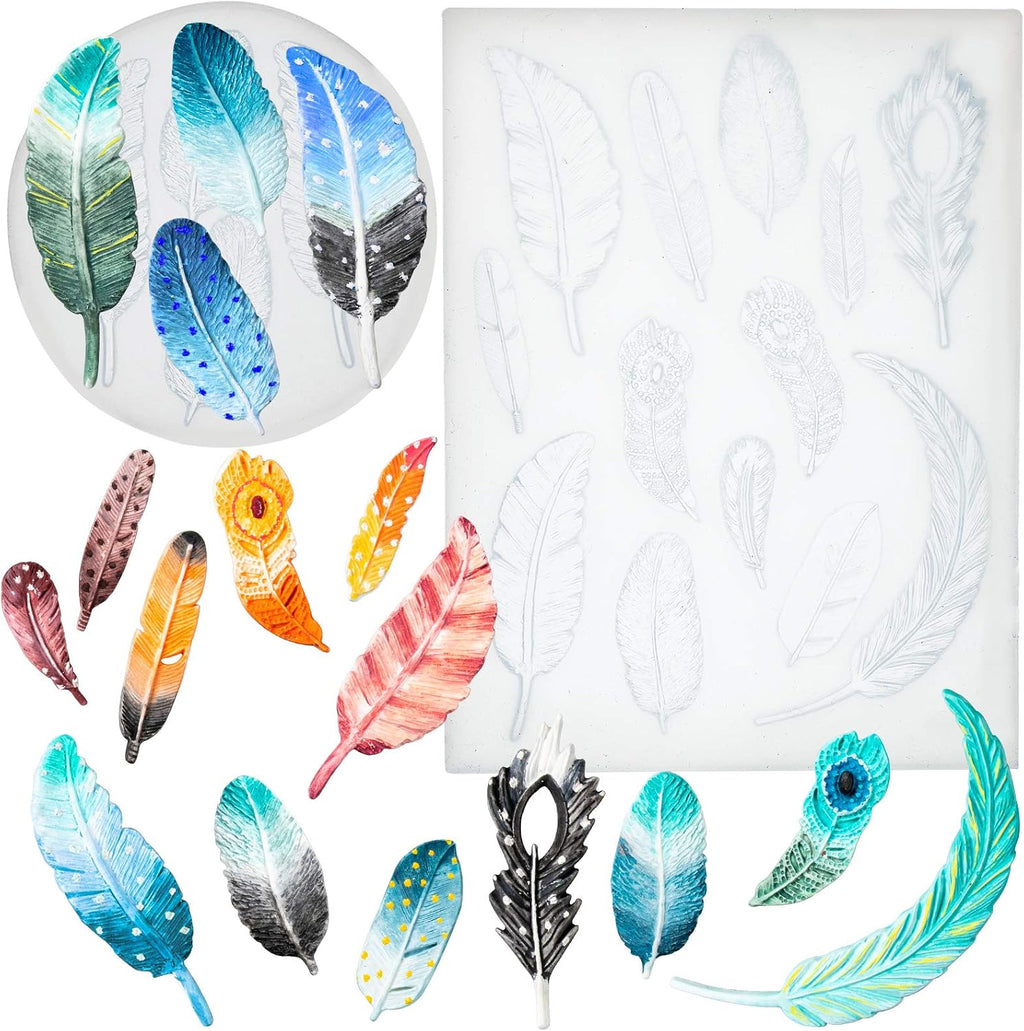 Feather Fondant Silicone Molds for Sugarcraft Cake Decorating, Chocolate, Cupcake Topper, Epoxy Resin Jewelry Casting, Polymer Clay 2-Bundle Length 1.3-3.3inch