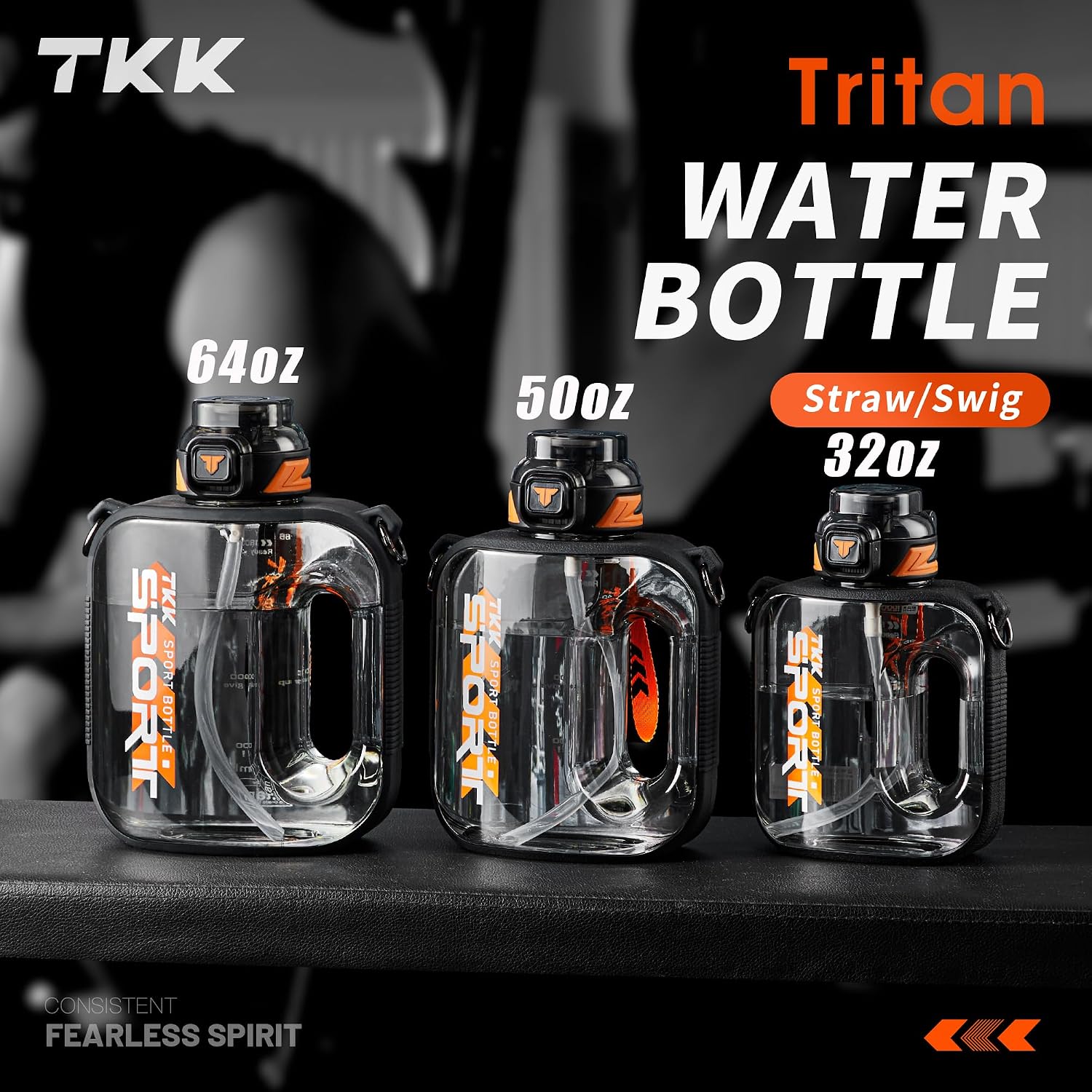 TKK 64oz Half Gallon Hydration Jug with Straw - BPA Free Tritan, Dishwasher Safe Large Capacity Plastic Water Bottle for Gym,Yoga,Travel,Camping & Outdoor