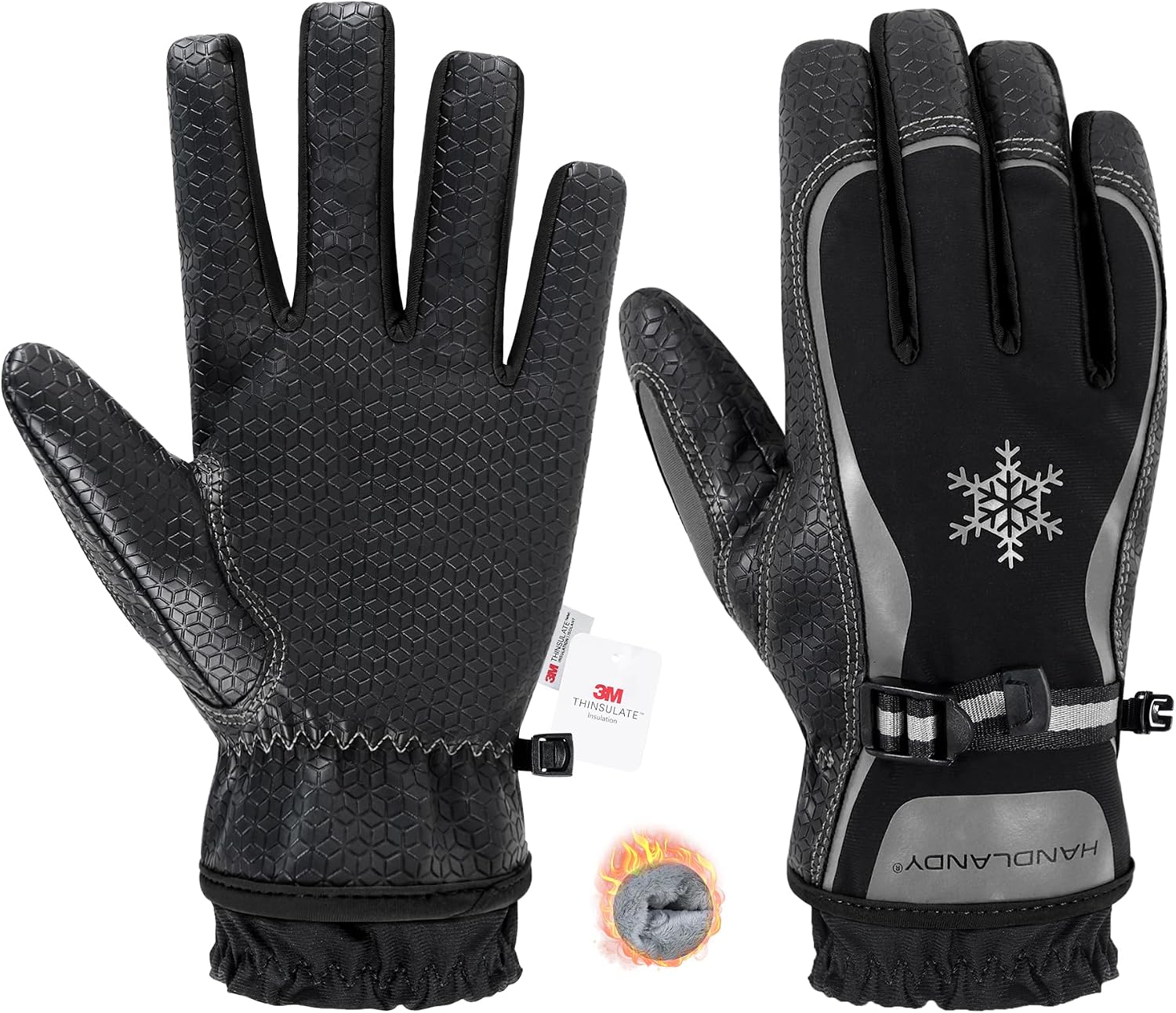 HANDLANDY Winter Work Gloves, 3M Thinsulate Waterproof Insulated Glove for Men Women