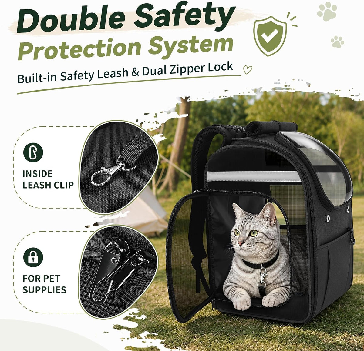 Apollo Walker Cat Backpack Carrier for Small Dogs and Cats, Black