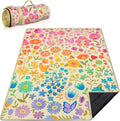 Floral Picnic Blankets Waterproof Foldable, 60″X80″ Packable Picnic Mat Flowers Outdoor Blanket for Grass, Large Beach Blanket Sandproof Picnic Accessories for Camping Music Festival Park Lawn Travel