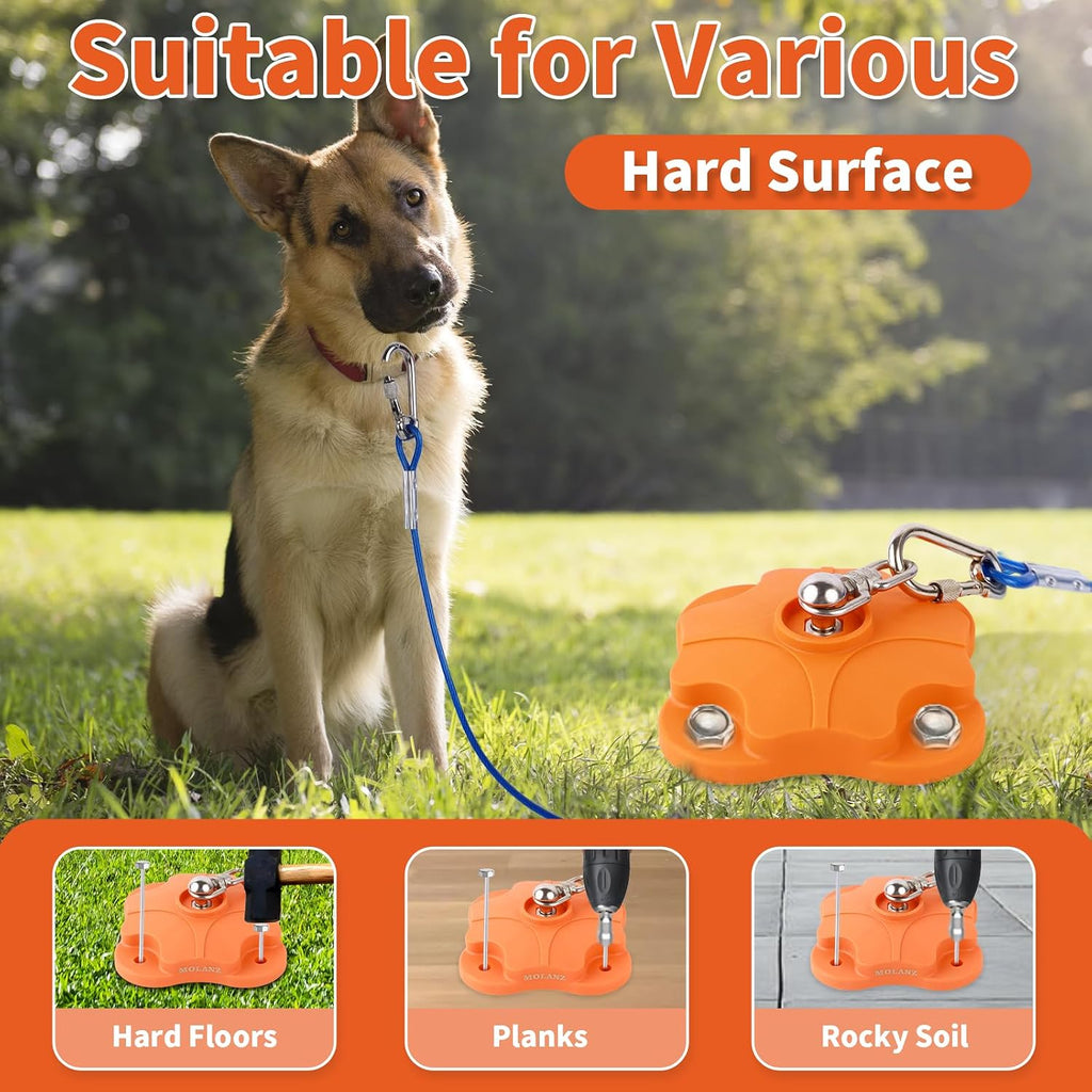 Heavy Duty Dog Tie Out Stake Ground Anchor with Dual 360° Anti-Tangle Swivel - Dog Runner Stake for Large Dogs Outside Yard & Camping (One Dog Stake/200lbs/No Cable)