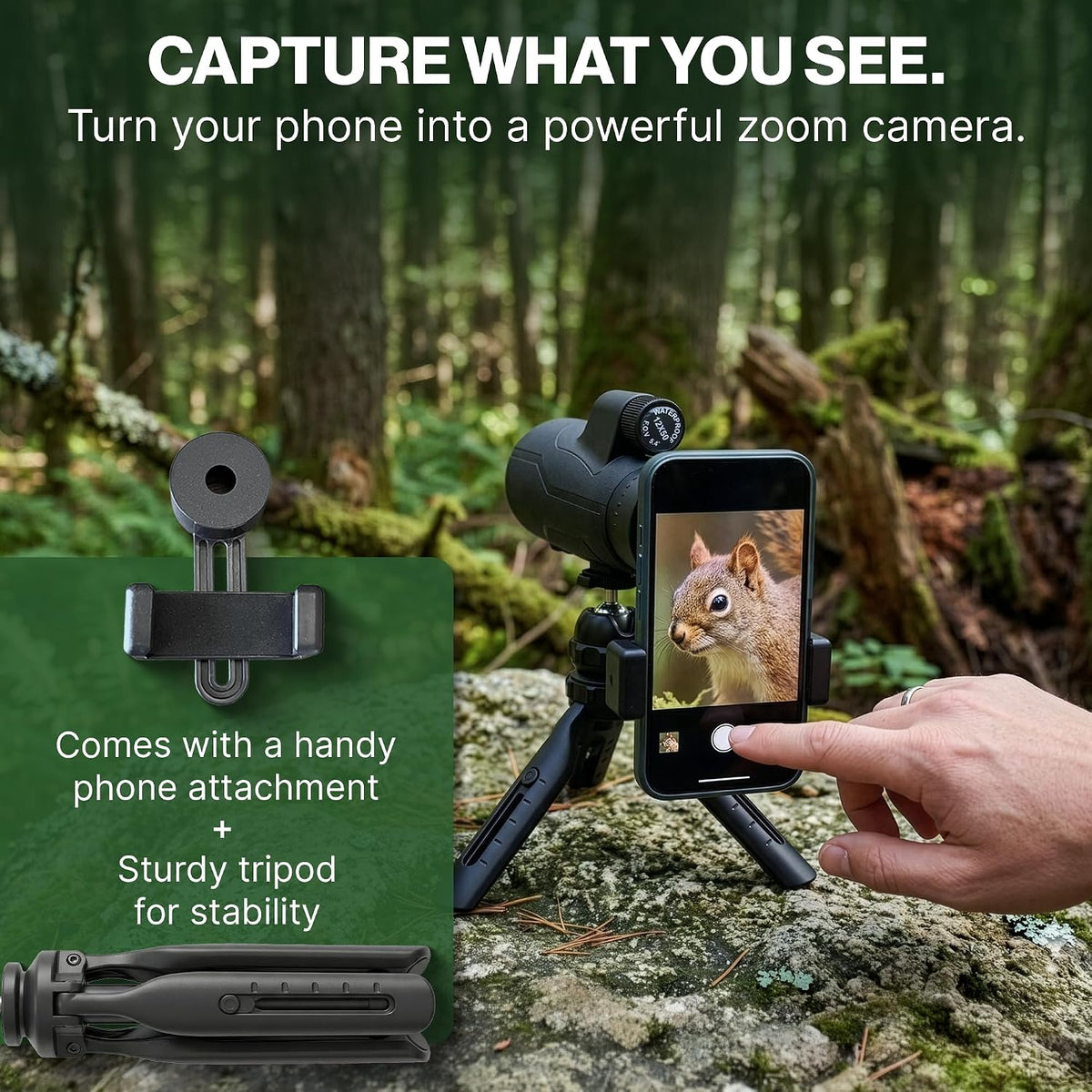12X50 Monocular Telescope for Adults High Powered with True 12x Magnification with BAK-4 Prism HD Monocular for Bird Watching, Hiking, Hunting, Concert, Travelling, Gift