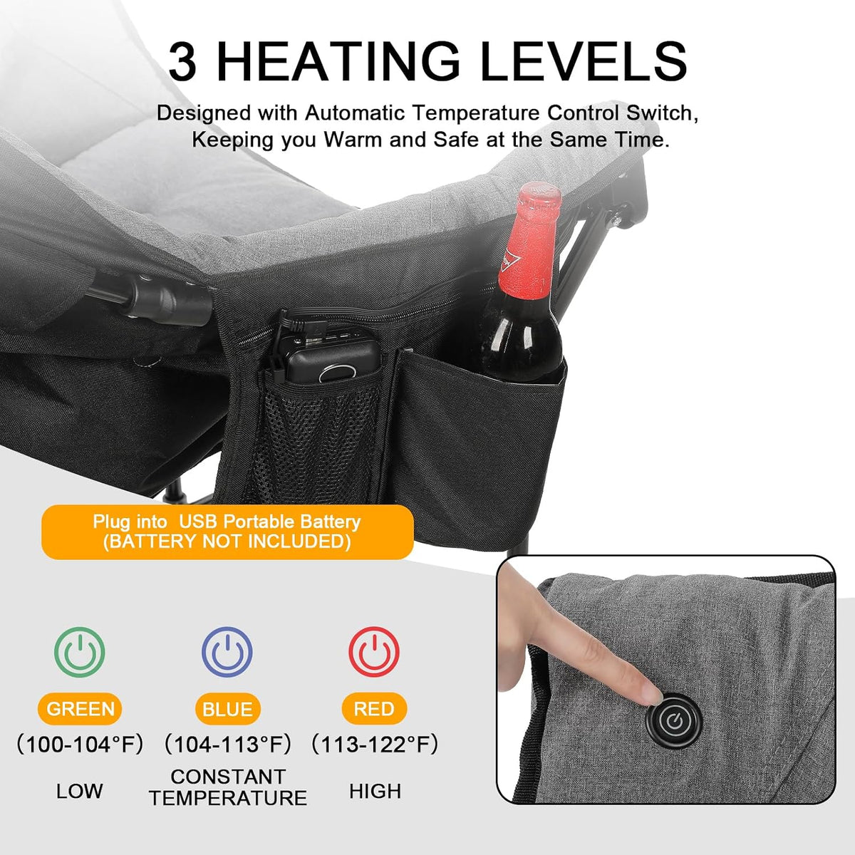 REALEAD Oversized Heated Chairs Outdoor Sports with Fully Thick Padded