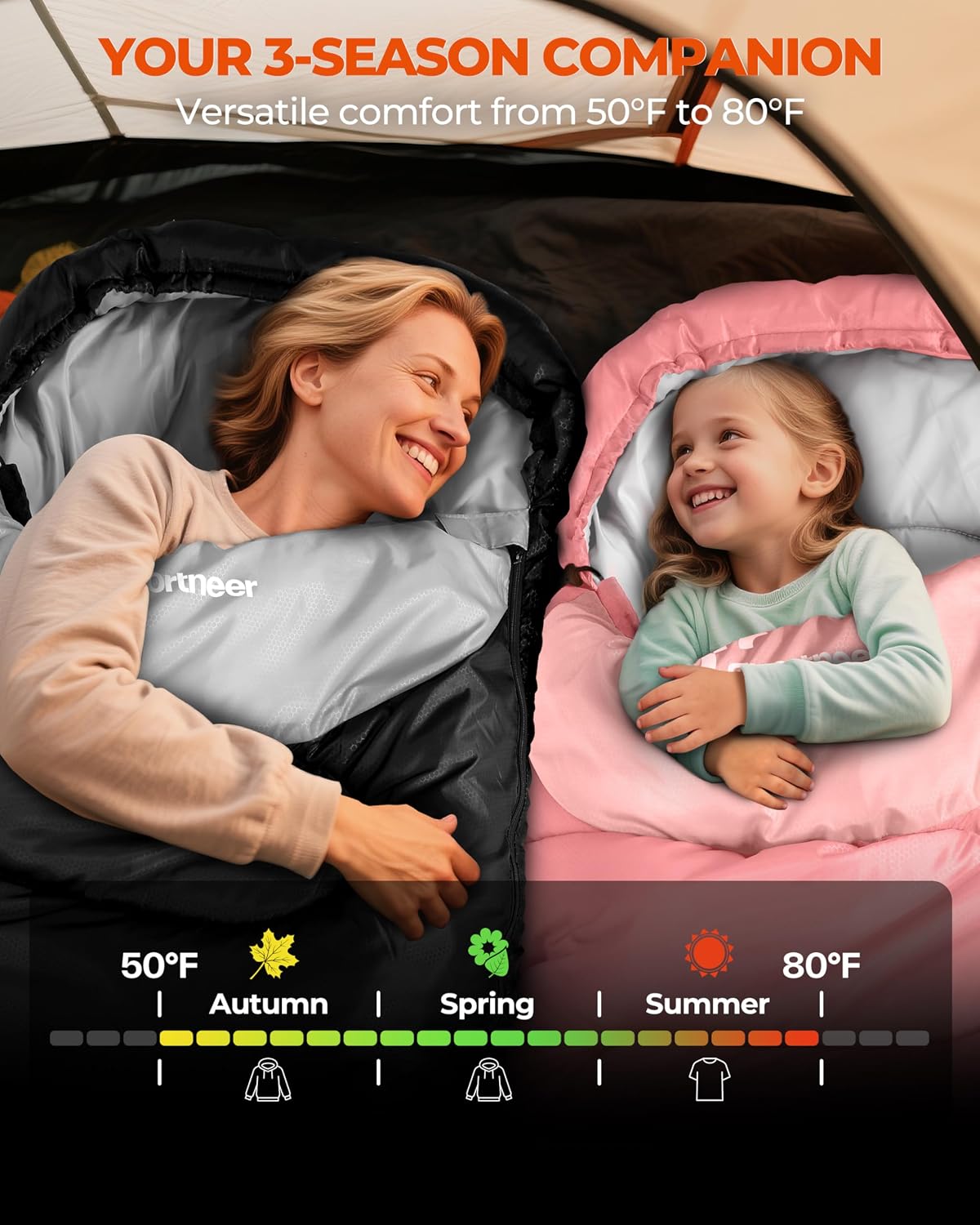Sportneer Sleeping Bag for Adults Kid Waterproof lightweight Camping Hiking