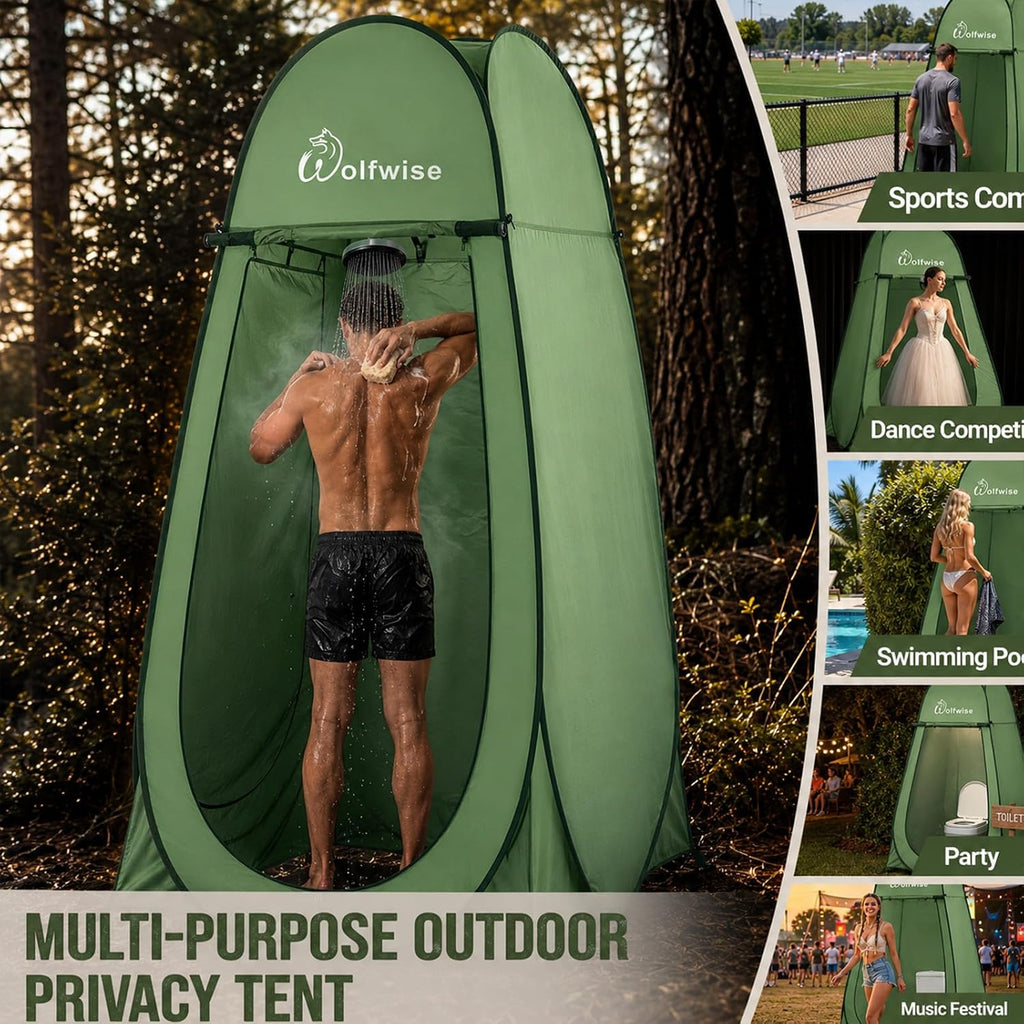 WolfWise Pop Up Shower Tent for Camping Essentials, Compact & Lightweight