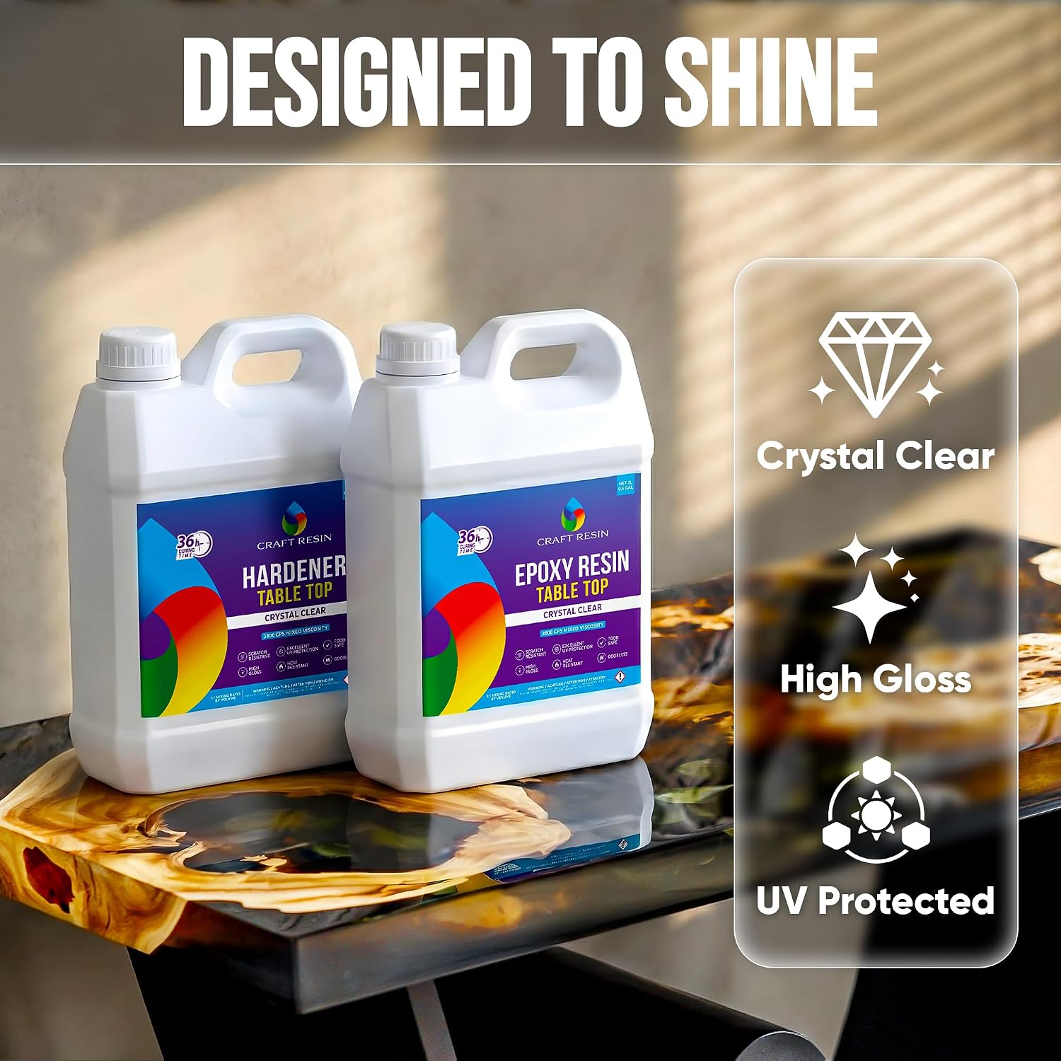 Craft Resin Table Top Epoxy Resin Kit - Ultra Clear, High-Gloss, 1 Gallon