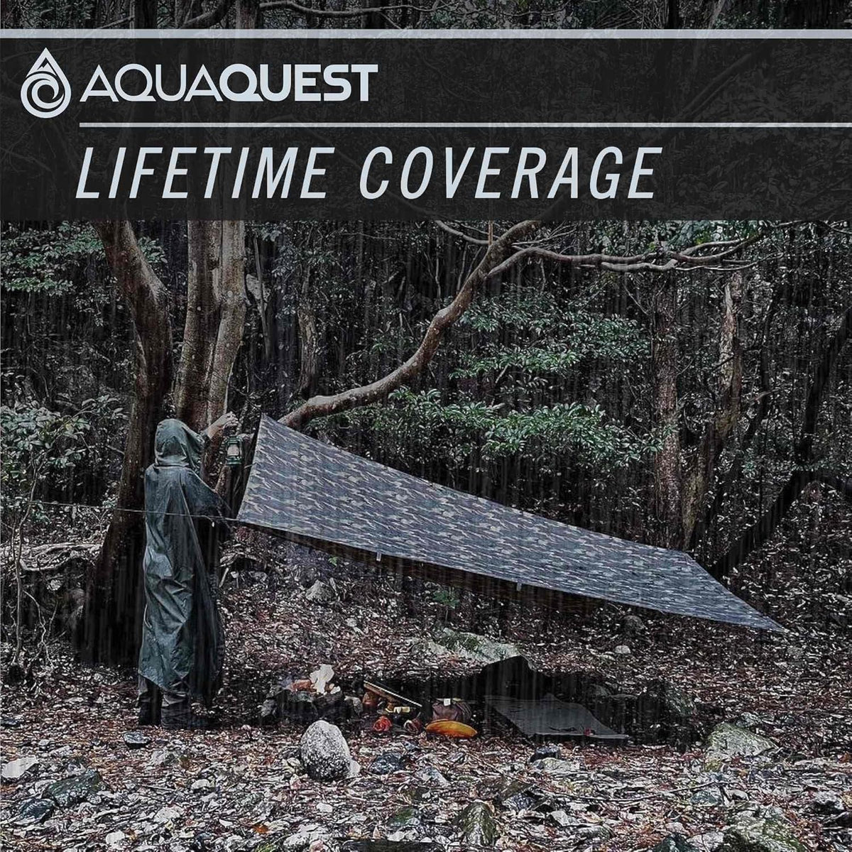 AquaQuest Defender Tarp – Heavy-Duty Waterproof (20,000 mm) Seam-Taped Rain Fly for Camping, Bushcraft & Survival