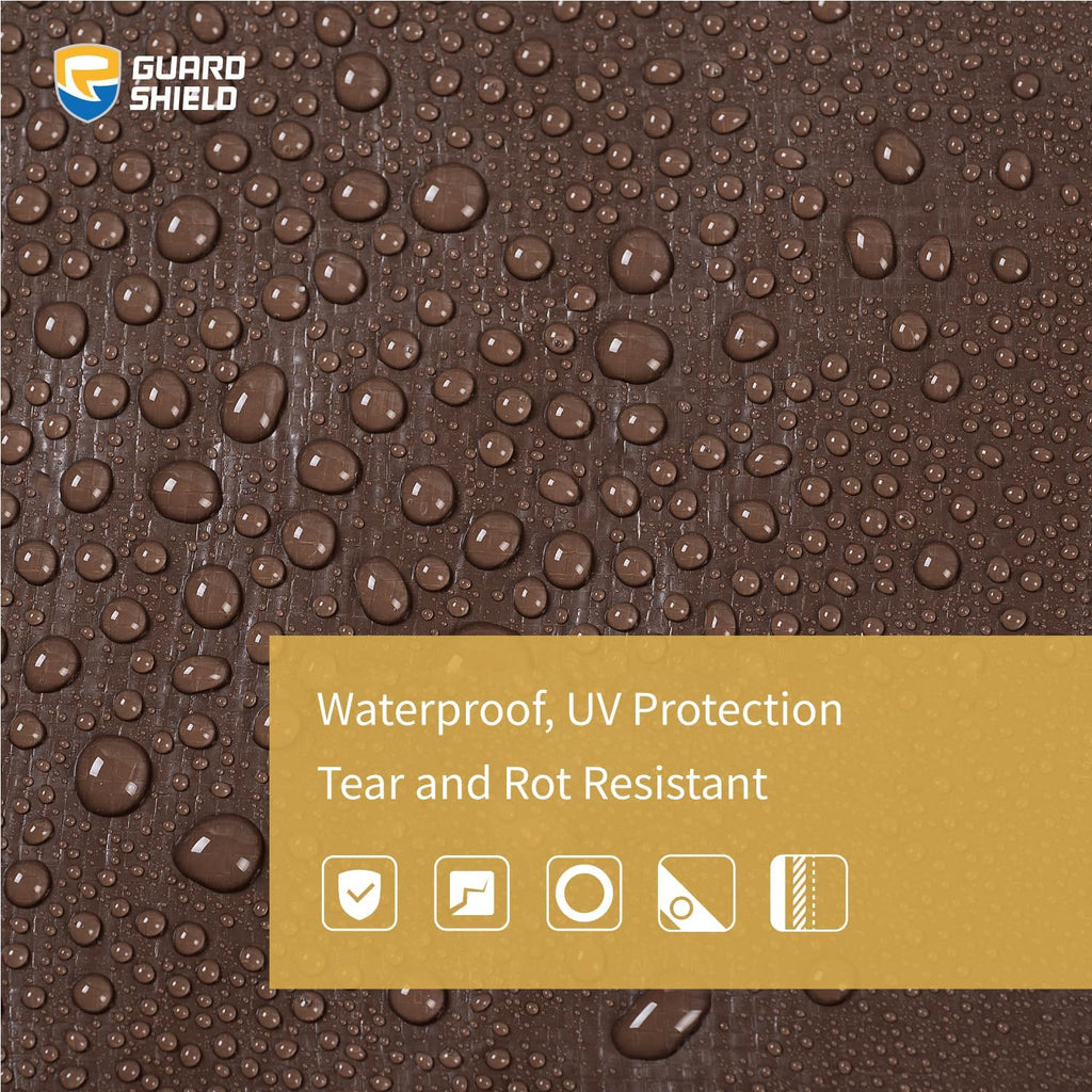 GUARD SHIELD Tarps Heavy Duty Waterproof 8x10 Feet Brown/Silver Poly Tarp Cover Outdoor Thick UV Resistant Tarpaulin with Grommets 10mil (2-Pack)