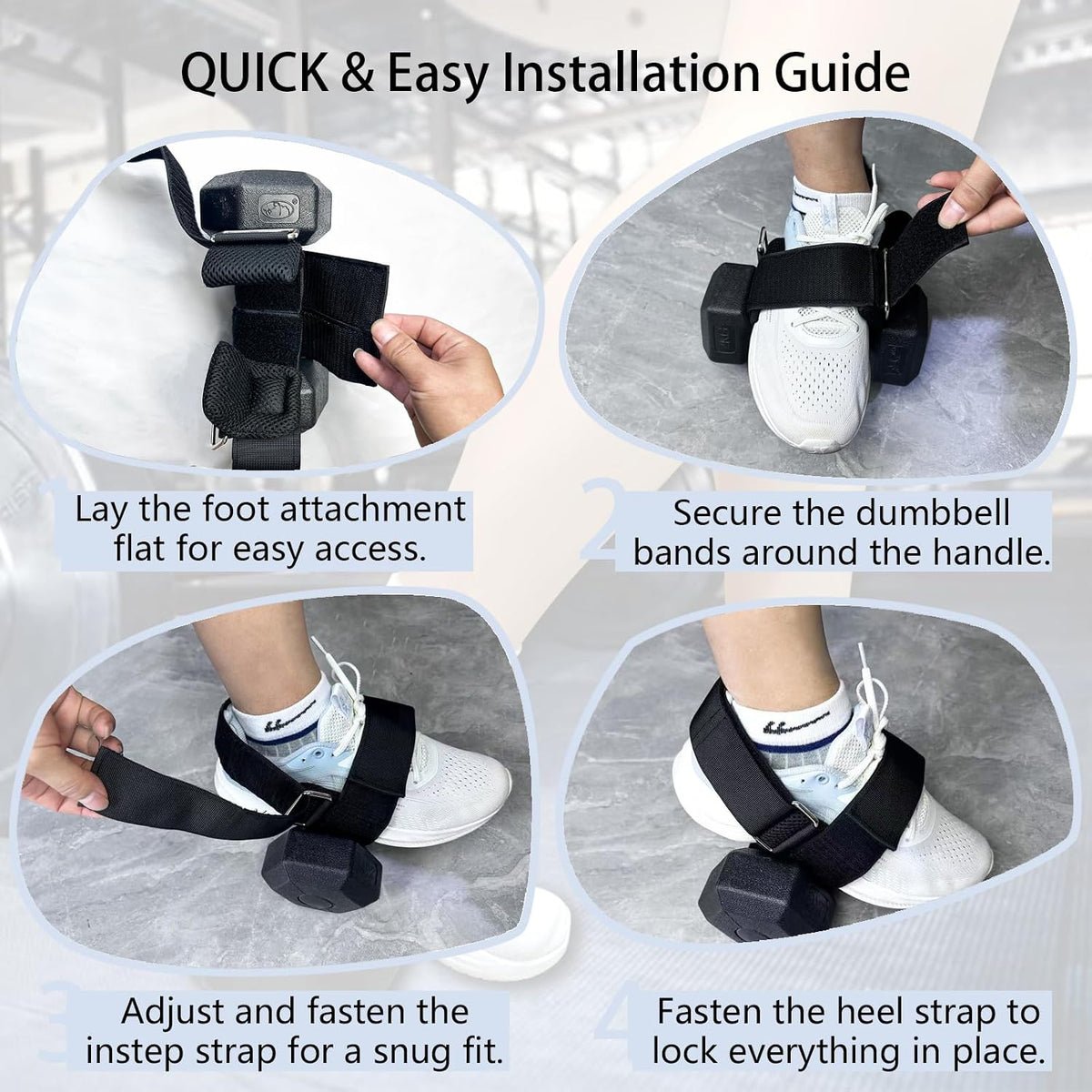 Dumbbell Foot Attachment, Ankle Strap for Dumbbell, Hamstring Curl, Foot Weights for Exercise, Portable Leg Workout Fitness Accessory, Adjustable Leg Weights for Men or Women, 1PCS