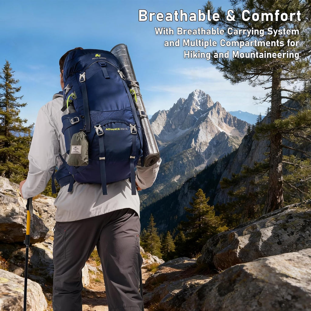 N NEVO RHINO 40L Internal Frame Hiking Backpack with Rain Cover