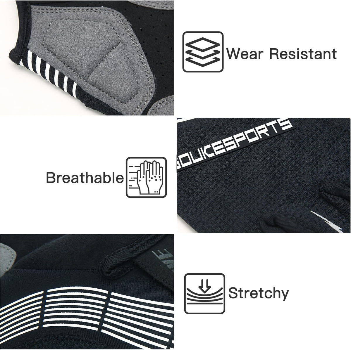 Souke Sports Bike Gloves for Men Women Half Finger Padded Cycling Gloves