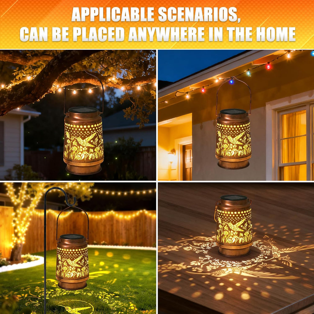 Hummingbird Solar Lantern - Waterproof Hanging Lantern for Outside-Outdoor Decorative Solar Lanterns for Garden, Patio, Backyard, and Porch Perfect Gifts for Women