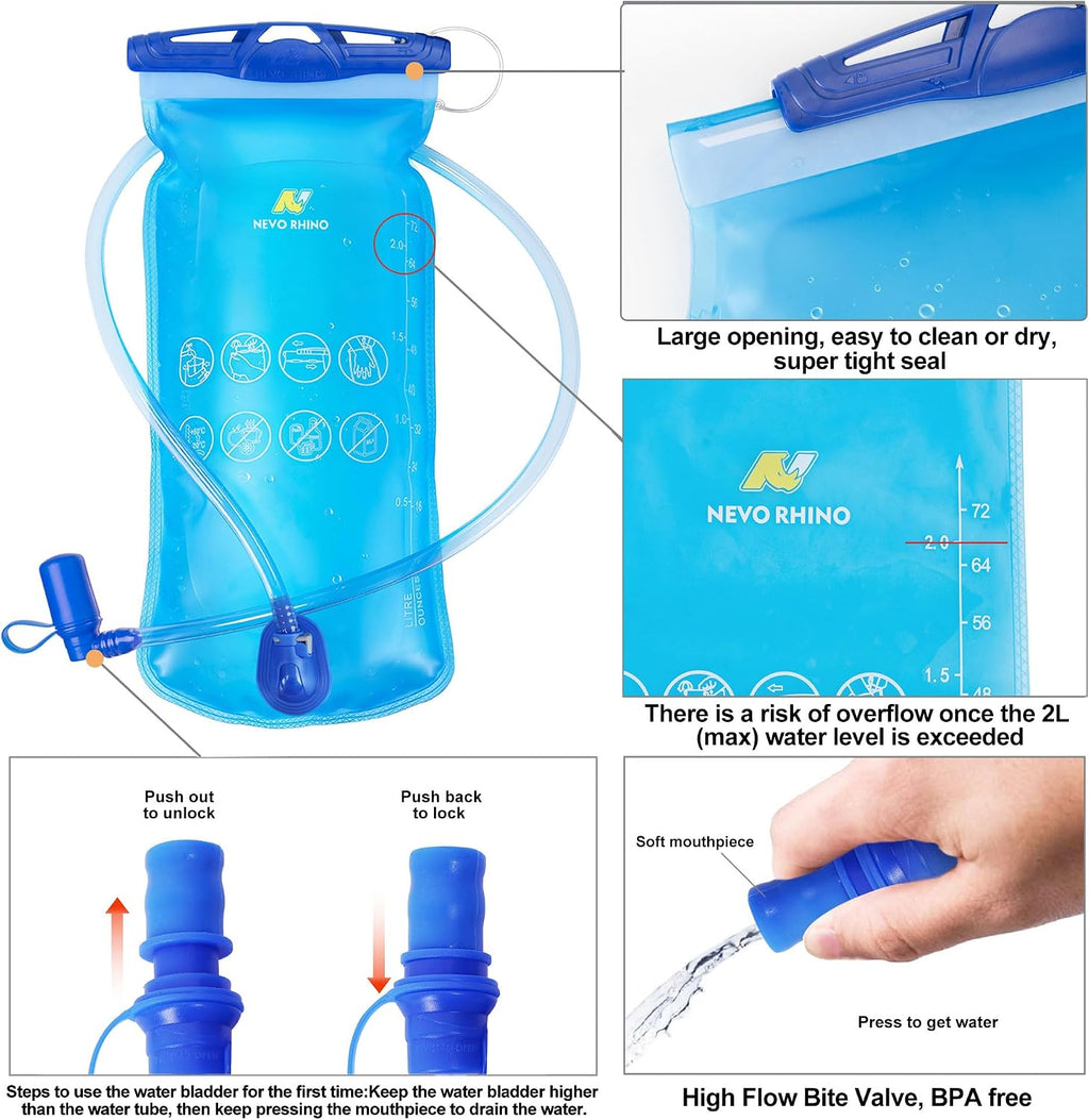 N NEVO RHINO Hydration Bladder 1.5L - 2L- 3L Leak Proof Water Reservoir