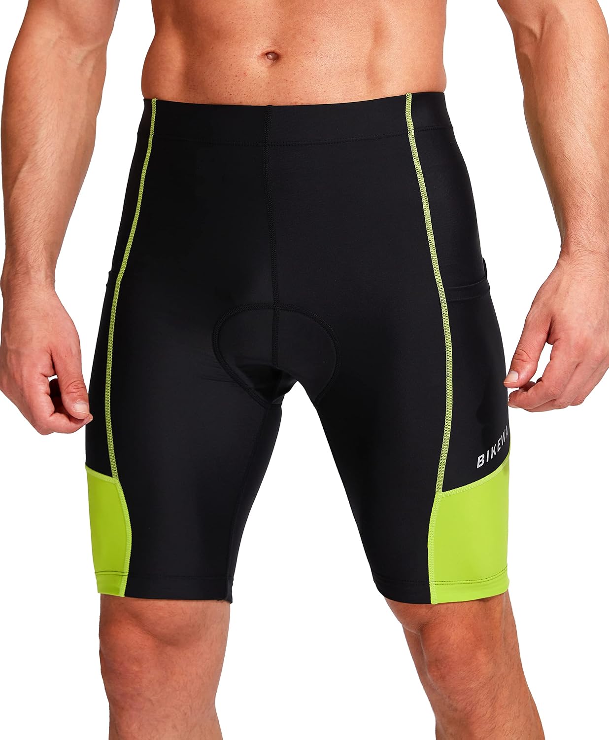 Bikewa Men's Bike Shorts 3D Padded Cycling Road Biking Mountain Riding Biker Bicycle UPF 50+ Cycle Shorts Zipper Pockets