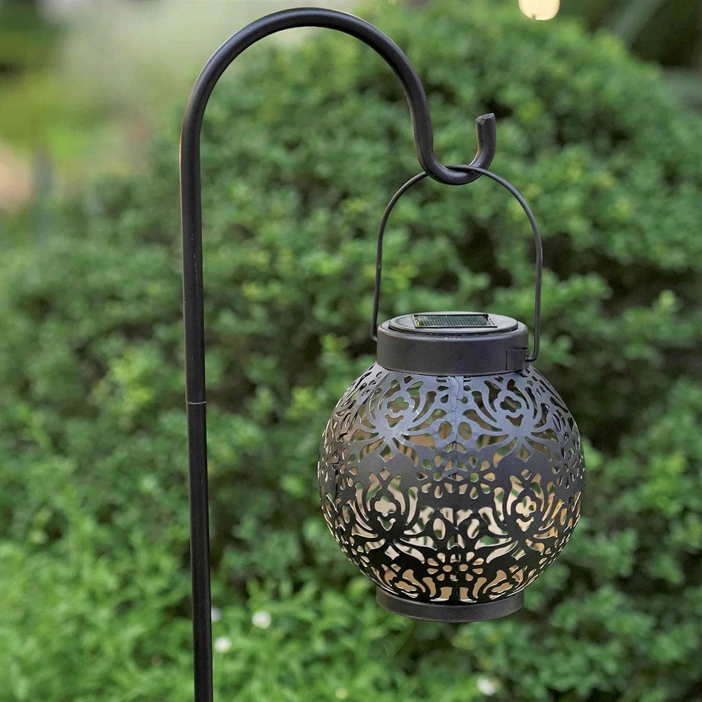 Set of 2 Solar Hanging Lanterns Outdoor for Garden Patio, Black