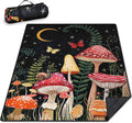 Mushroom Picnic Blankets Waterproof Foldable Picnic Outdoor Blanket 80"x 60" Picnic Mat 3-Layer Thicking Outdoor Foldable Blankets Sandproof Lightweight Beach Blankets with Strap Machine Washable