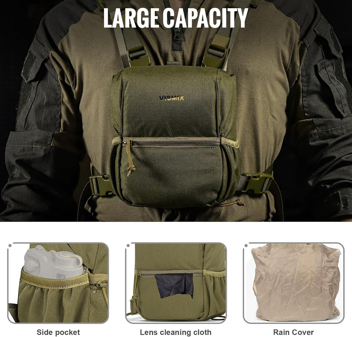 VISMIX Binocular Harness with Rain Cover for Hunting Hiking Shooting