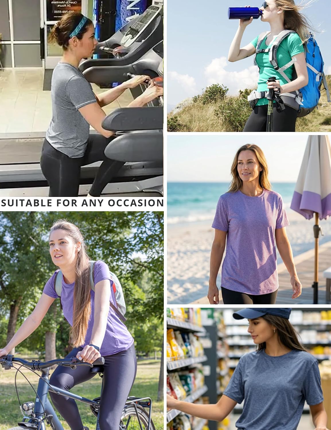 Kinglaman 1/5/6 Pack Women Workout Tops Gym Shirts Dry fit UPF 50+ Athletic