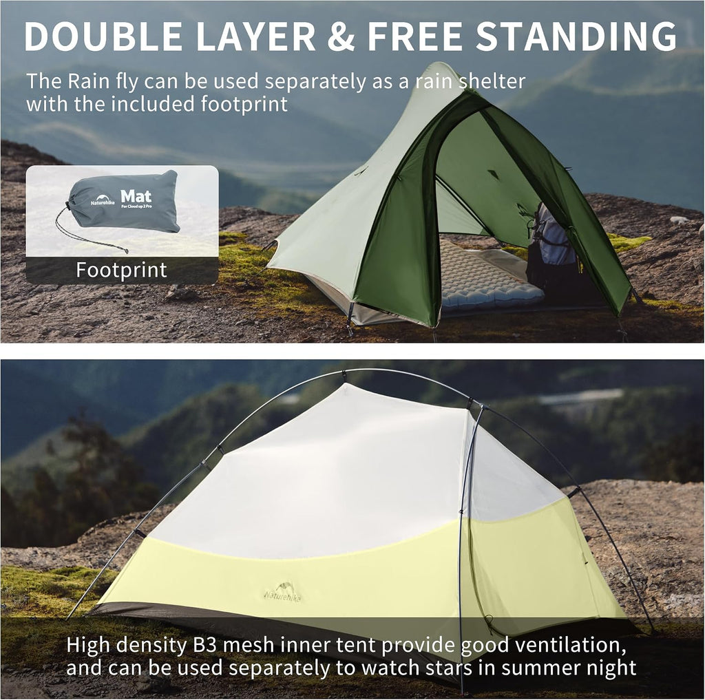 Naturehike Cloud Up 1 Person Tent, Lightweight Backpacking Tents for One Man, Waterproof Ultralight One Person Tent for Camping Hiking Backpacking