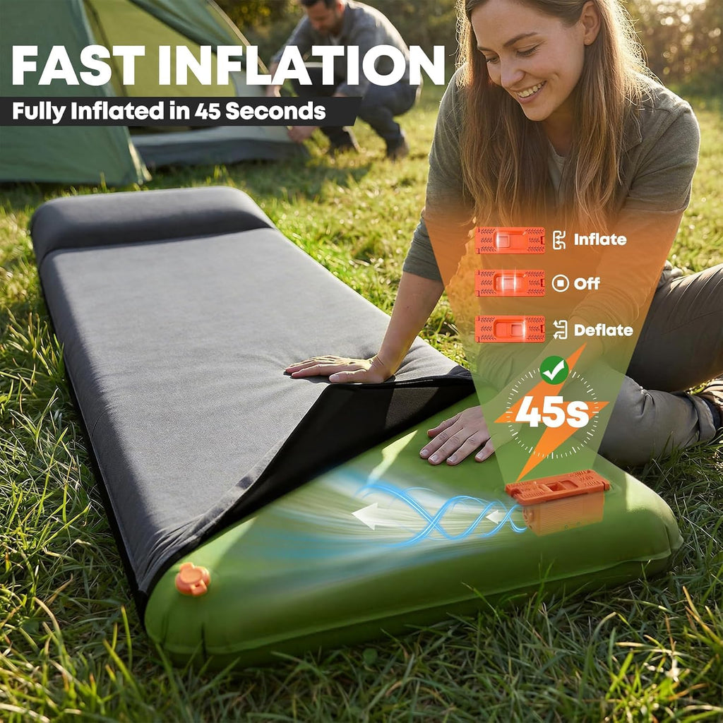 Self Inflating Sleeping Pad with Electric Pump, 4" Ultra-Thick Foam Camping Pad,9.5 R-Value 4 Season Camping Mattress Pad with Removable Cover, Camping Essentials Gear for Tent Travel Car