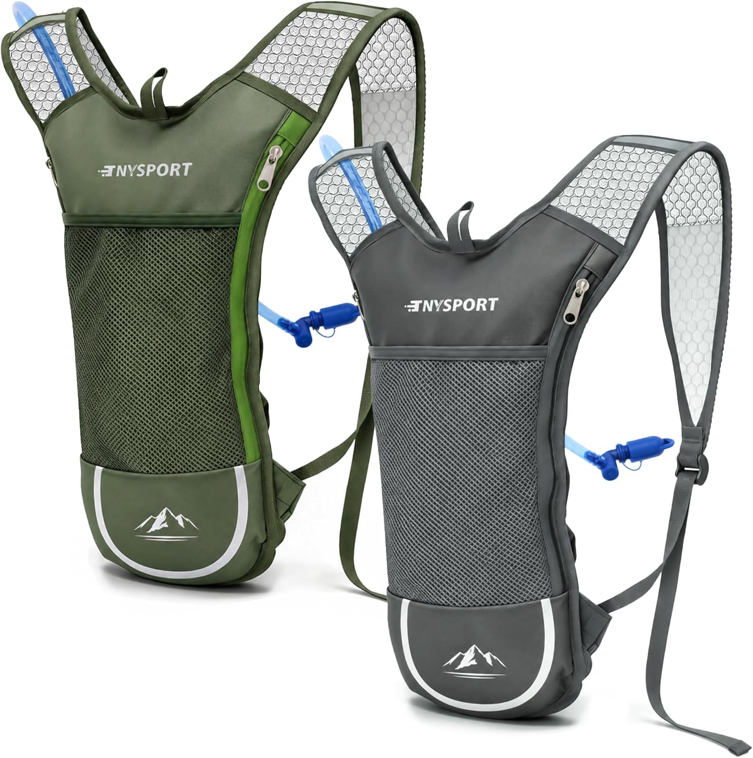Lightweight 2 Pack Hydration Backpack with 2L Water Bladder for Hiking | Breathable Reinforced Shoulder Straps, Odorless & Explosion-Proof Bladder, 3 Layer Pockets Water Bag, for Running Cycling