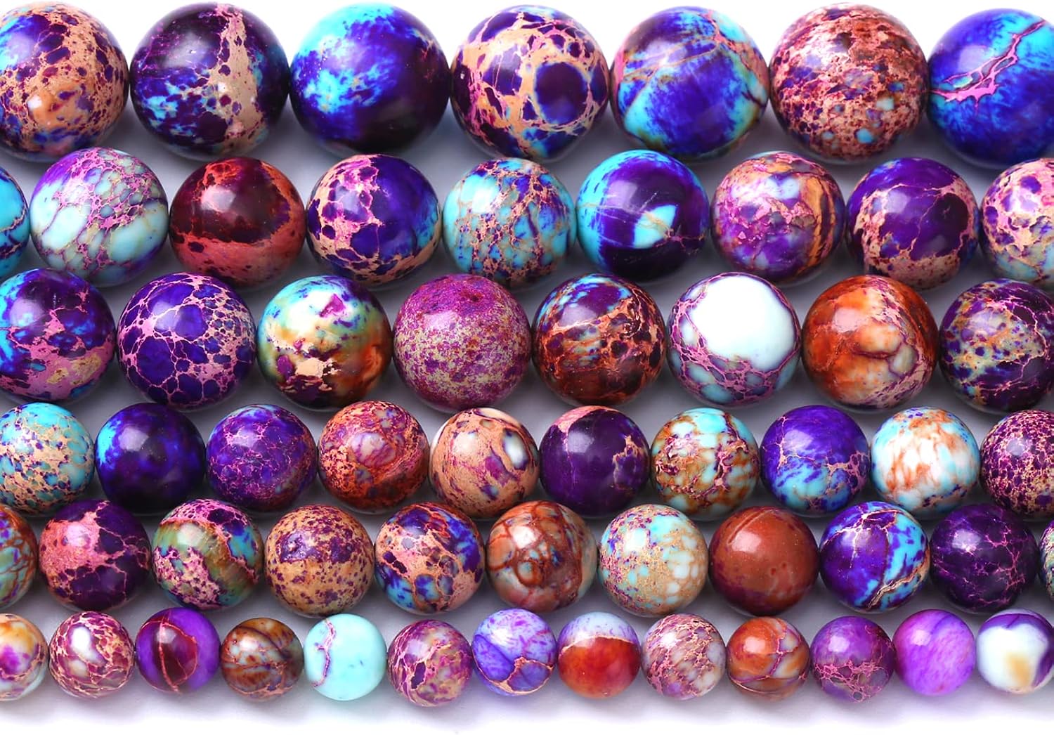 12MM 30PCS Natural Stone Galaxy Purple Sea Sediment Imperial Jasper Loose Beads for Jewelry Making DIY Bracelet Necklace