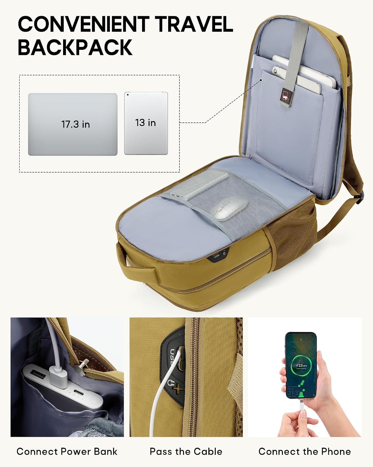 RAINSMORE Mens Tactical Lunch Backpack 17" Laptop Insulated Cooler Backpack