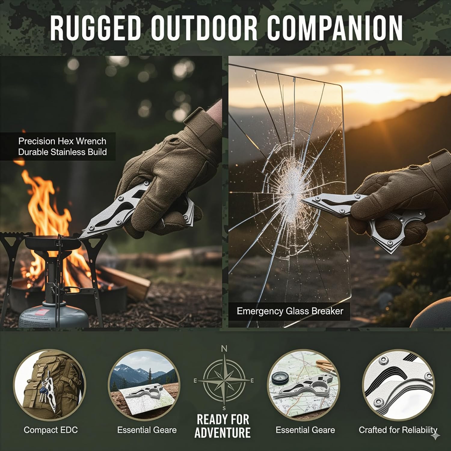 Tactical Knife Multitool - Women’s Self Defense & Survival Gift - Compact EDC Tool with Seatbelt Cutter & Window Breaker - Ideal for Mother’s Day & Birthday Gift