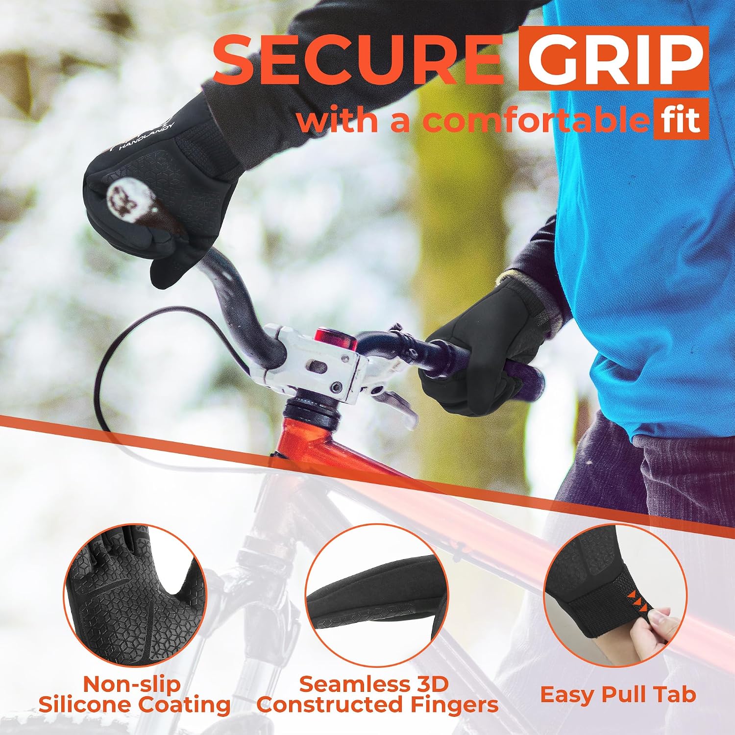 HANDLANDY Lightweight Running Gloves for Women & Men, Touchscreen Gloves with Fleece Lining & Anti-Slip Grip for Cycling, Biking, Commuting & as a Ski Glove Liner