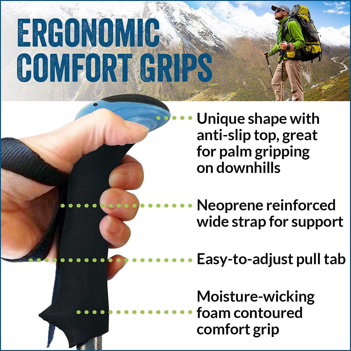 York Nordic Ultralight Folding Walking Poles - Travel Ready - with Rubber Feet, Baskets, and Bag