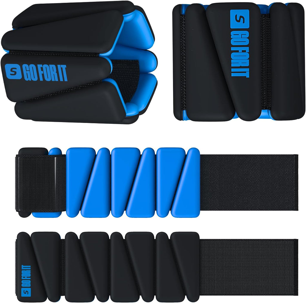 SPORTBIT Wrist and Ankle Weights for Women - Set of 2 (1lb Each) Wearable Ankle & Wrist Weights - Leg & Arm Bands, Silicone Weighted Bracelets for Workout, Walking, Running, Yoga, Pilates