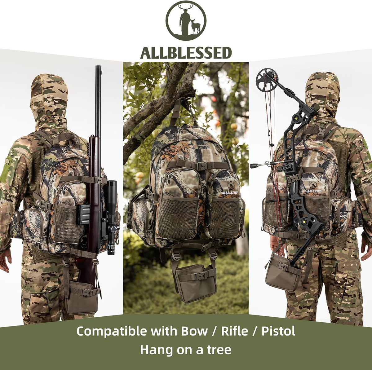 Hunting Backpack for Men Camo Hunting Day Pack for Rifle Bow 35L