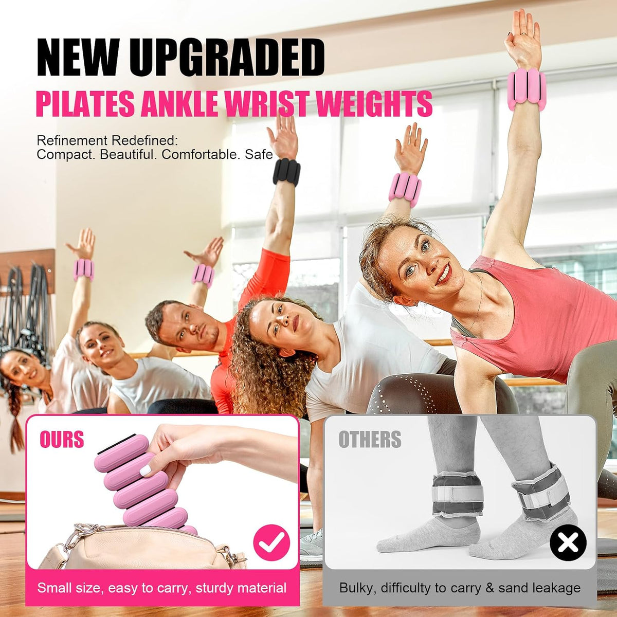 Wrist & Ankle Weights for Women, Wearable Strong Arm & Leg Weights Set of 2(1Lbs Each), Adjustable Ankle Weights for Walking, Yoga, Dance, Barre,Gym,Exercise,Pilates,Walking Running