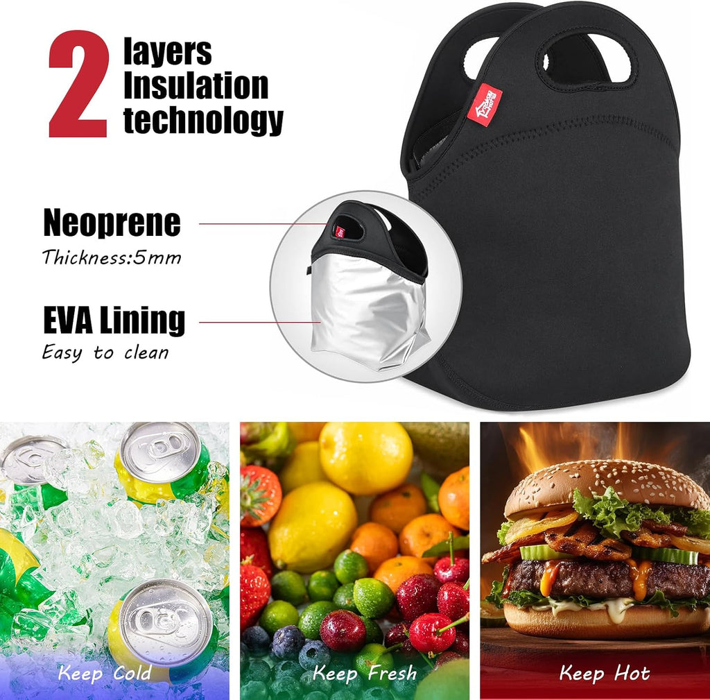 Insulated Lunch Tote Bag, Waterproof Cooler Bag for Work Office School