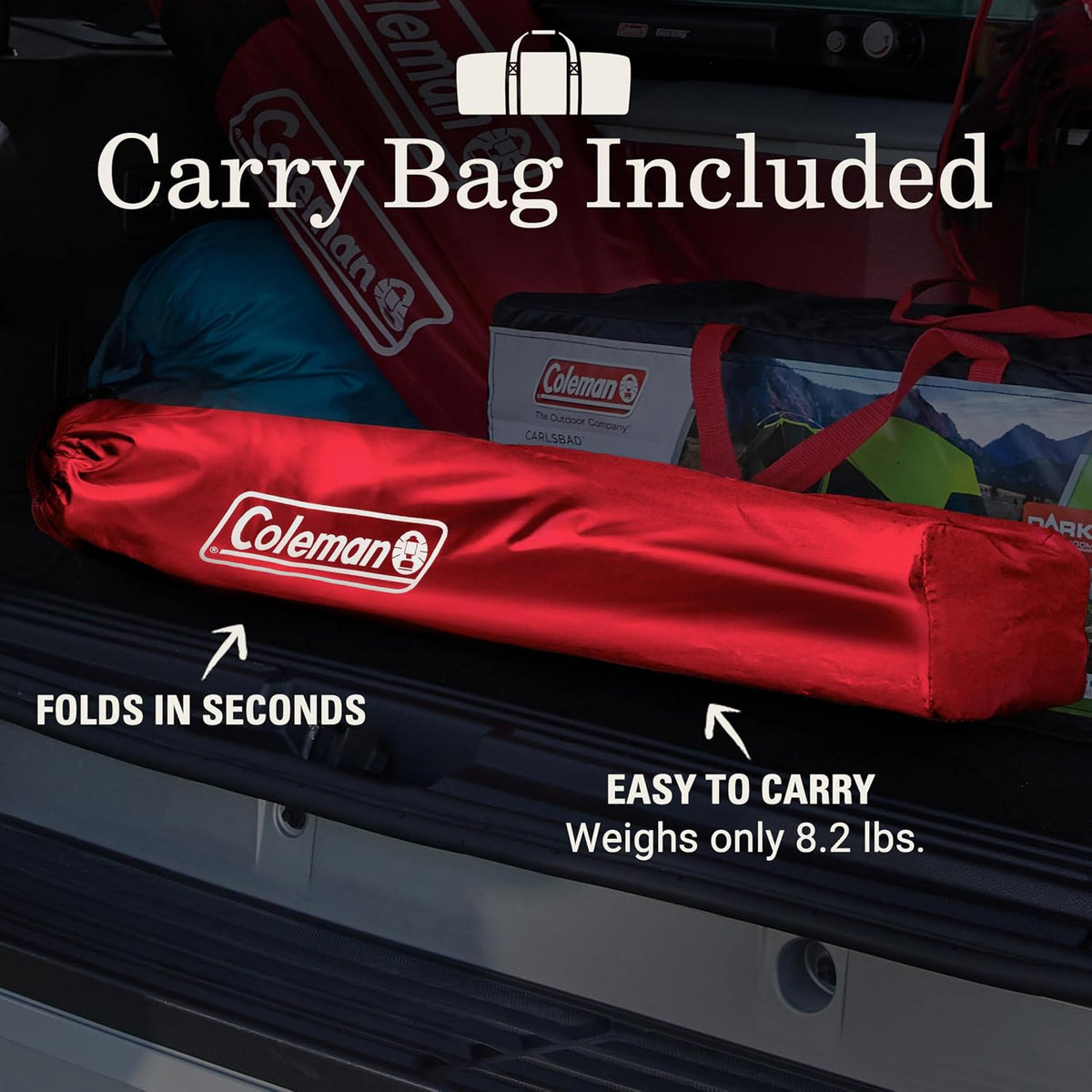 Coleman Portable Camping Chair with 4-Can Cooler, Cushioned Seat & Back with Side Pockets & Cup Holder, Carry Bag Included, Great for Camping, Tailgating, Firepits, Patio, & More