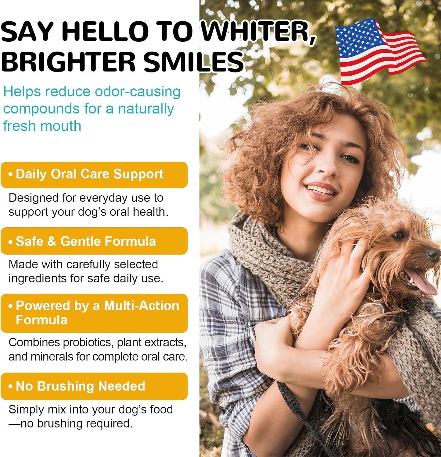 Dental Powder for Dogs, Dog Teeth Cleaning Powder, Teeth Cleaning and Breath Fresher & Plaque and Tartar Remover with Enzyme, Probiotics. PlaqueOff Pet Tooth Cleaning 120 Grams
