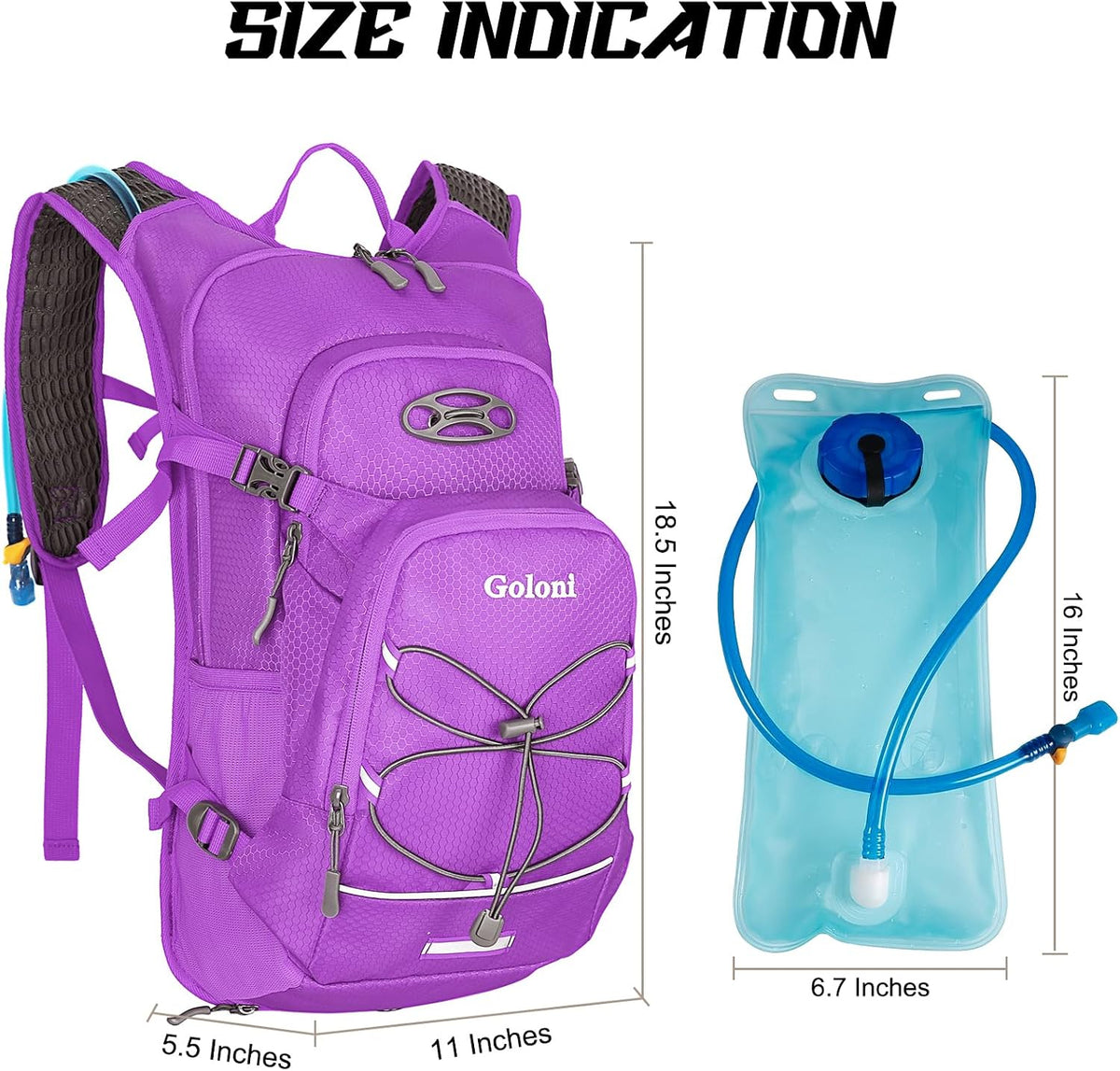 Hydration Backpack,Lightweight Hiking Backpack with 2L Water Bladder,Water Backpack for Biking, Running, Festival